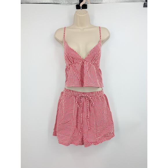 Princess Polly Pants - NWT Lille Red White Gingham Camisole Shorts Set Size 6 Vacation Summer Festival